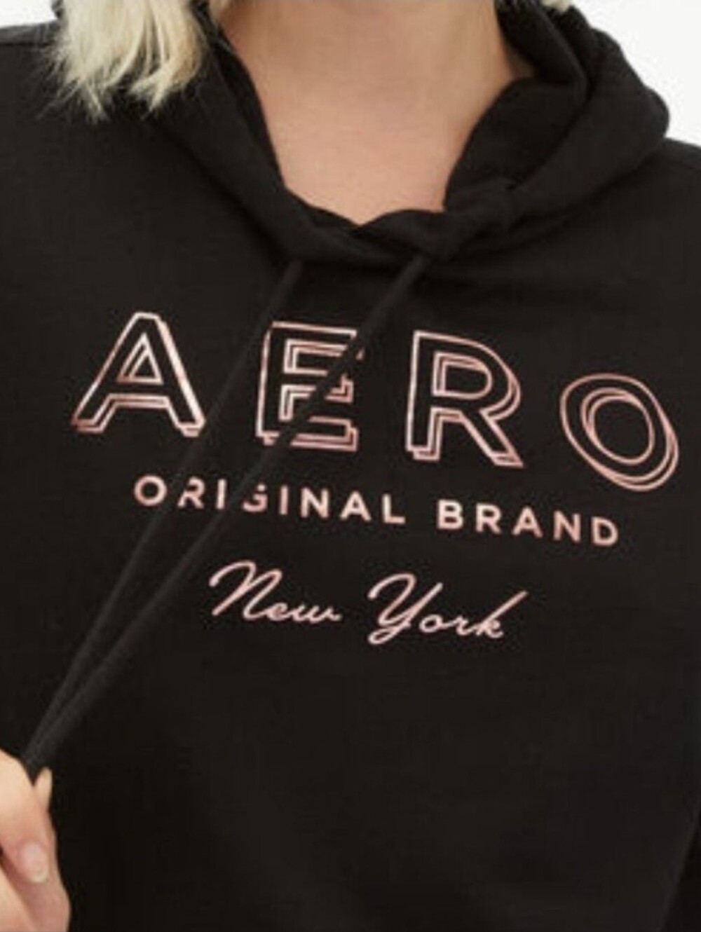 Aéropostale Foil Logo Hooded Cropped Sweatshirt